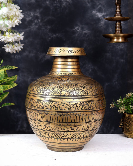 Vintage Brass Planter/Pot — Handcrafted 13.5 inch