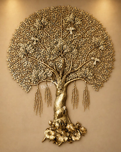 Brass Large Kalpavriksha 3D Tree of Life Wall Hanging — Highly Detailed 72 inch, 6 feet