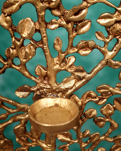 Pure Brass Large Kalpavriksha Tree with Birds & Diyas/T-Light Holders 50 inch