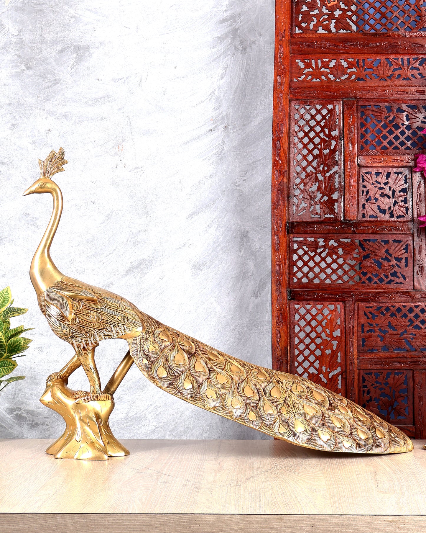 Brass Large Peacock Showpiece Sculpture – Majestic Handcrafted Decorative Masterpiece 29 inch