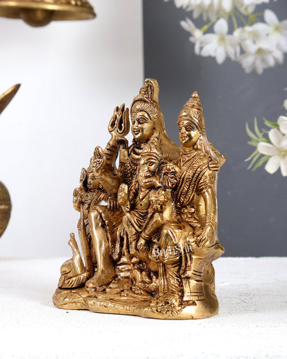 Handcrafted Brass Lord Shiva Parivaar Idol 6 inch enhanced carvings