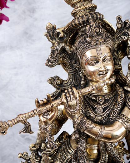 Brass Radha krishna Idols together on same base 29 inch large