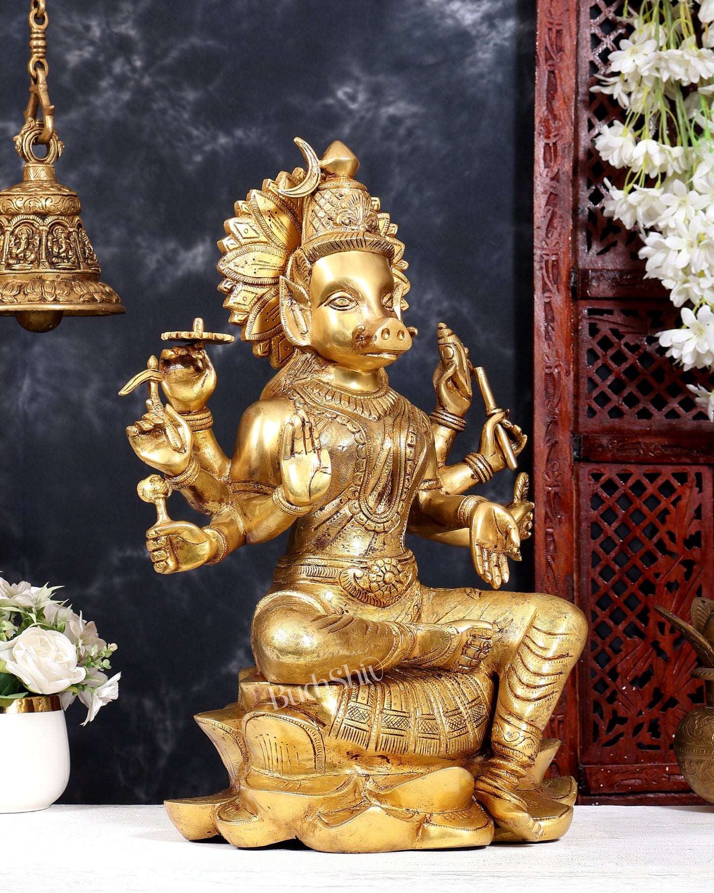 Brass Superfine Large Varahi Devi on Lotus Idol 18.5 inch