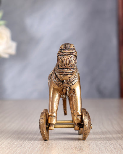 Brass Small Horse with Wheels – Traditional Showpiece & Ancient Toy 3.5 inch