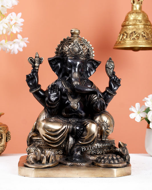 Ganesha Brass statue 13 inch black tone