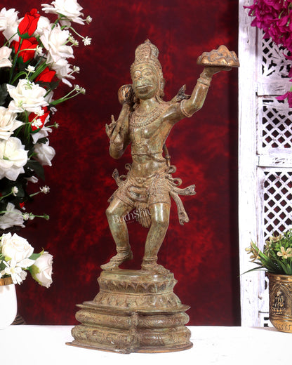 Indonesian Bronze Sanjeevani Hanuman Sculpture – 18 inch