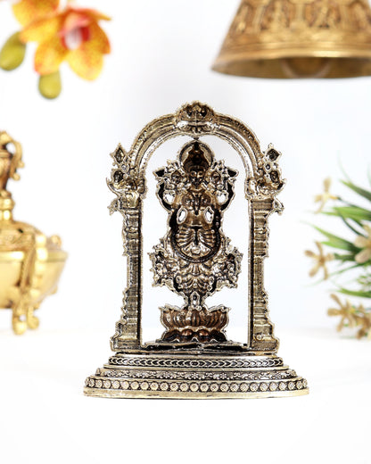 Brass Superfine 2D Standing Lakshmi Idol with Prabhavali Arch – Lotus Base Sculpture 4.5 inch