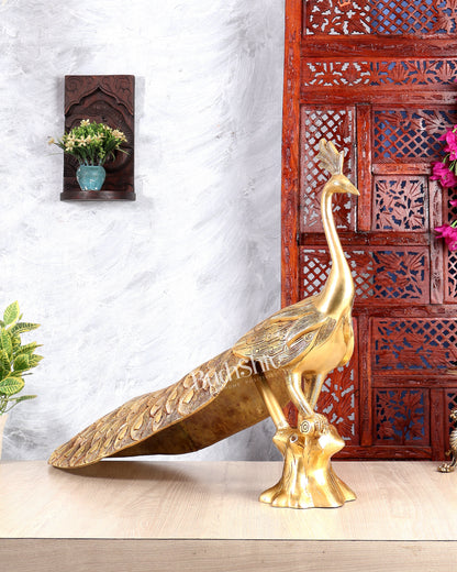 Brass Large Peacock Showpiece Sculpture – Majestic Handcrafted Decorative Masterpiece 29 inch
