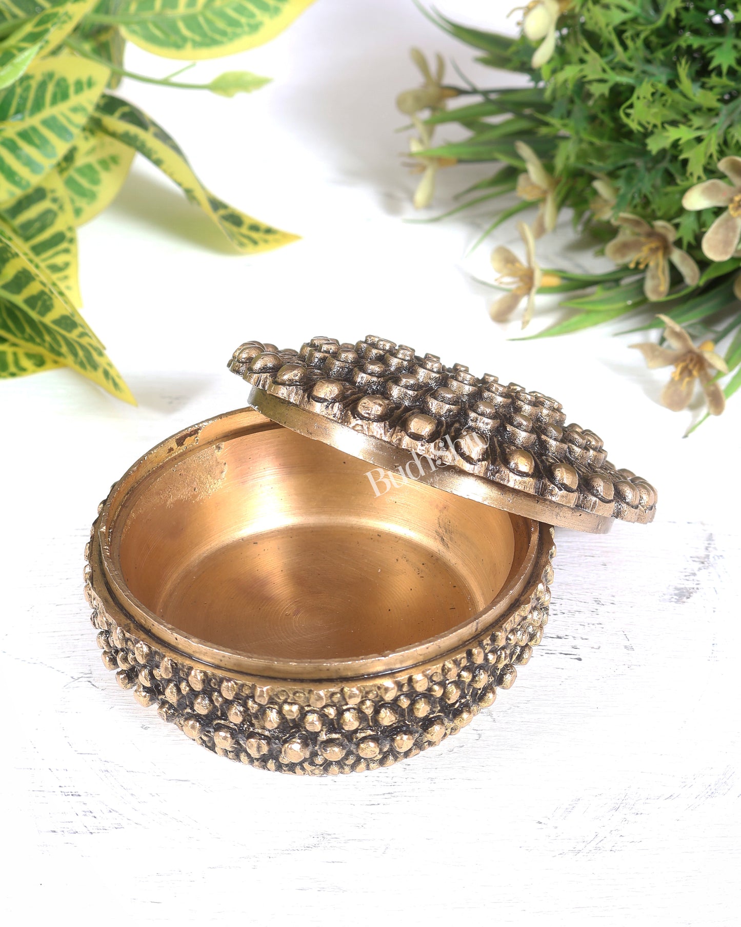 Pure Brass Mandala Design Kumkum Box / Multipurpose Box antique tone