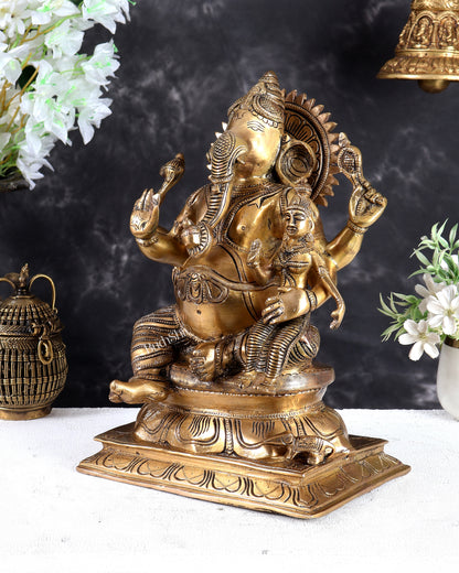 Brass Siddhi Ganesha Statue – Unique Vintage Handcrafted Divine Sculpture 13 inch