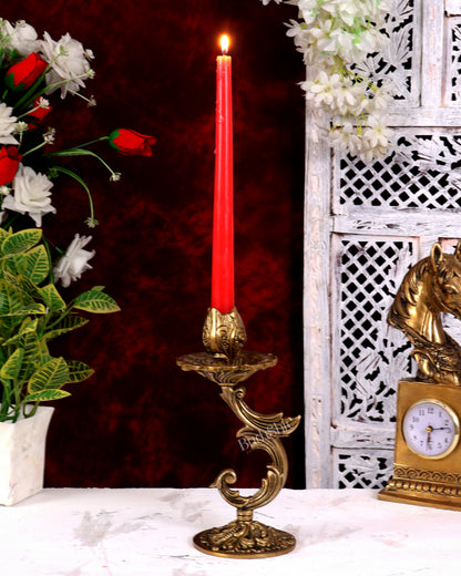 Brass Floral Design Candle Stand — English Style 9 inch