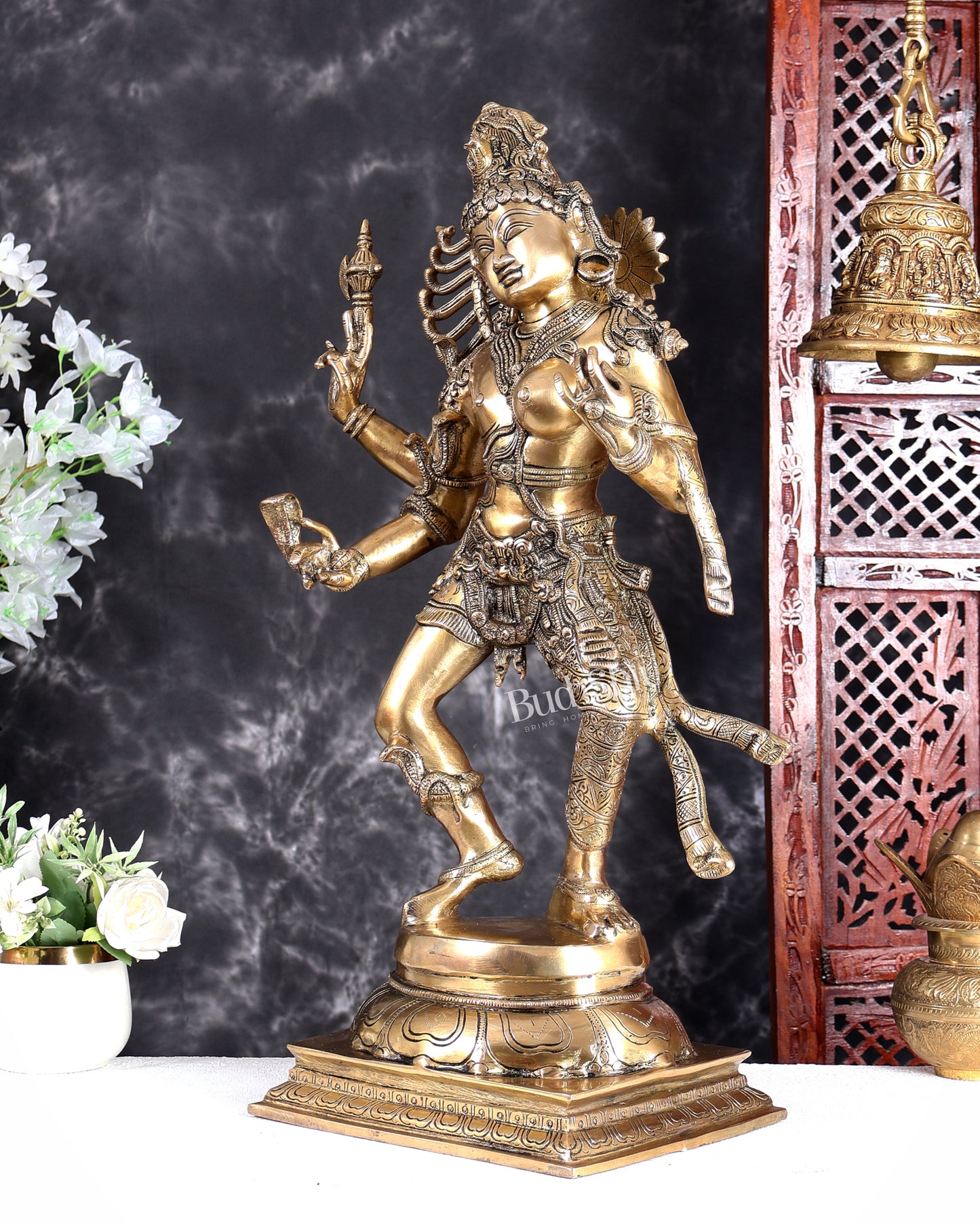 Ardhanarishvara Brass Statue Half shiva half parvati matte gold finish 24 inch Fine