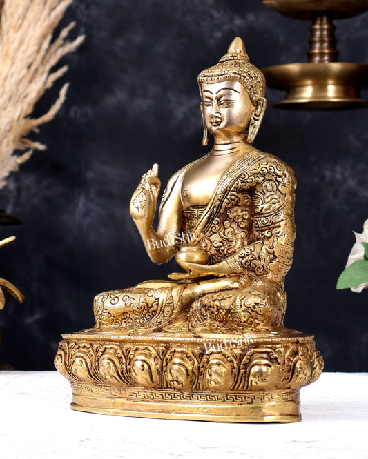 Premium Brass Buddha Statue with Life Story Carvings 10 inch