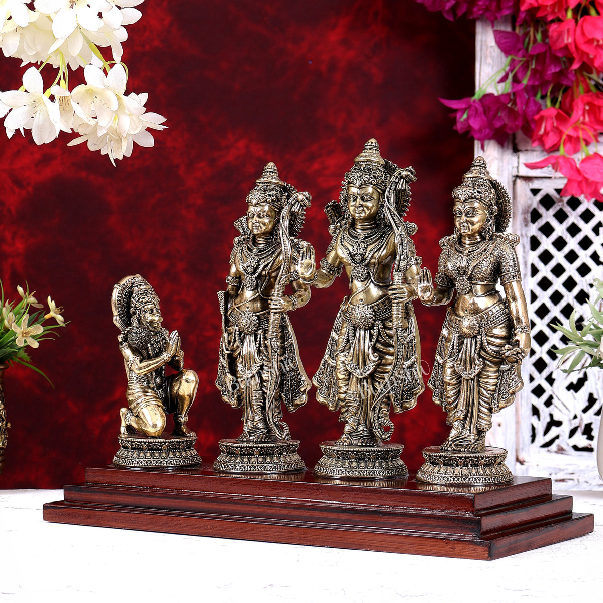 Brass Superfine Ram Darbar on Wooden Base 10 inch