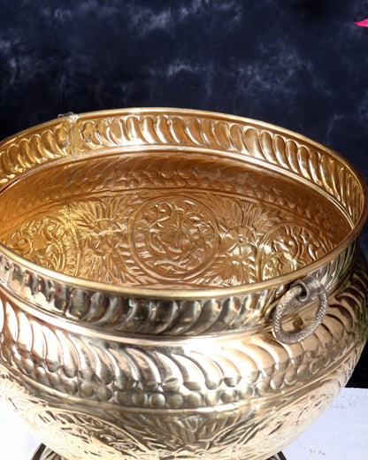 Brass Planter with Handles 15 inch