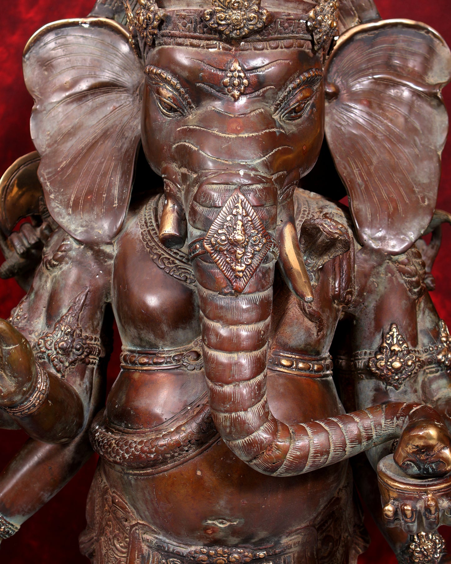 Balinese Bronze Large 10-Armed Standing Ganesha Statue | 37 Inch Grand Temple Sculpture