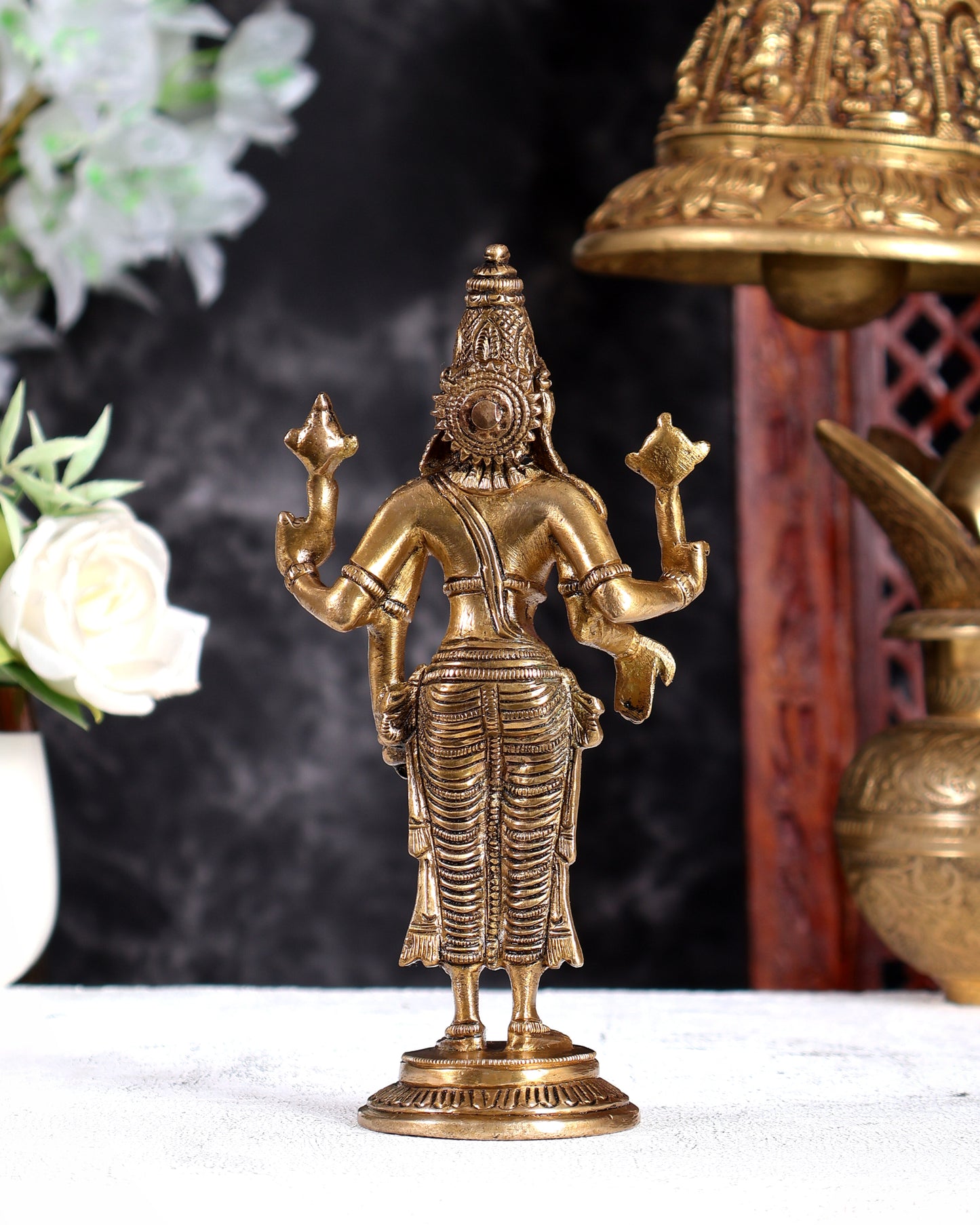 Brass Lord Vishnu Lord Venkateswara Idol – Handcrafted Divine Murti for Daily Abhishek 5 inch