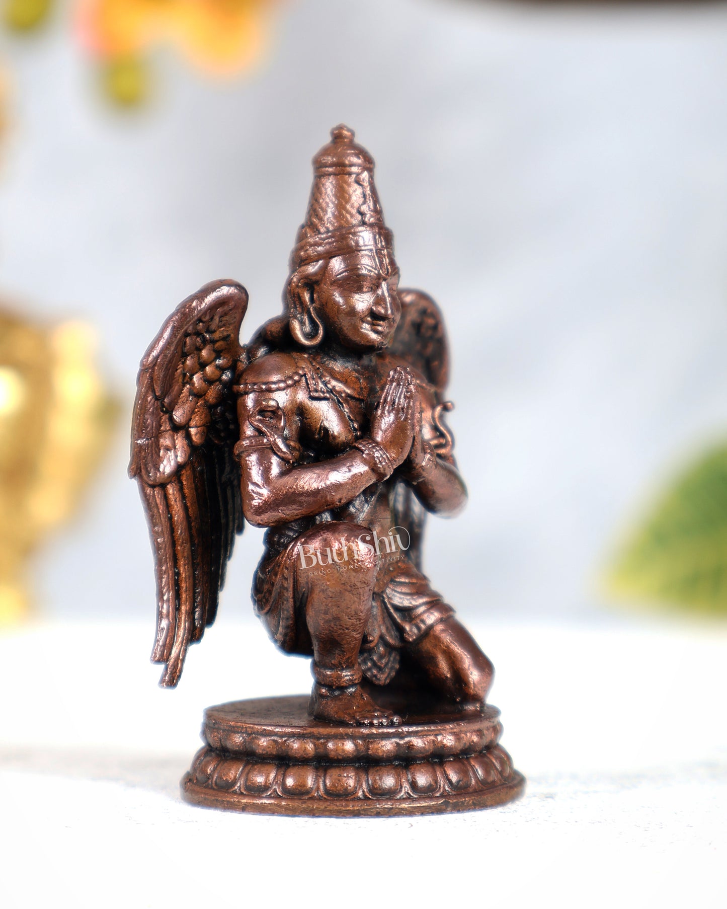Pure Copper Garuda Statue – Sacred Vehicle of Lord Vishnu Idol (2.5 Inches)