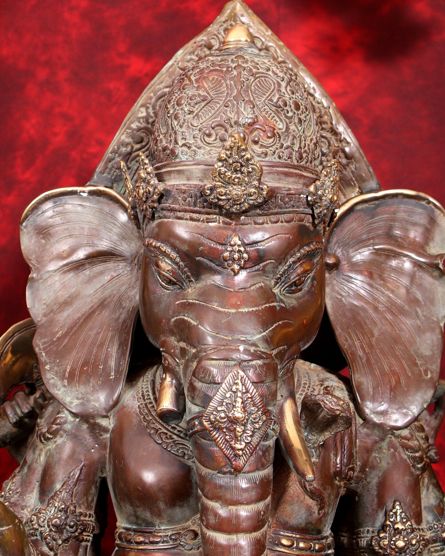 Balinese Bronze Large 10-Armed Standing Ganesha Statue | 37 Inch Grand Temple Sculpture