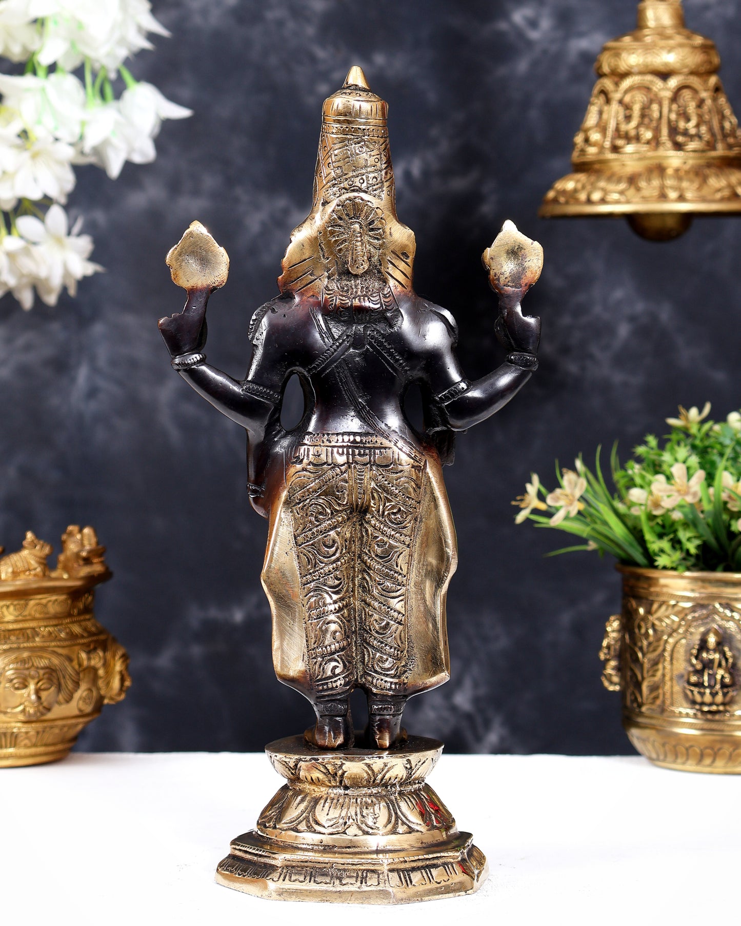Brass Tirupati Balaji Statue | 12 inch black finish