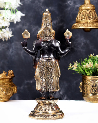 Brass Tirupati Balaji Statue | 12 inch black finish