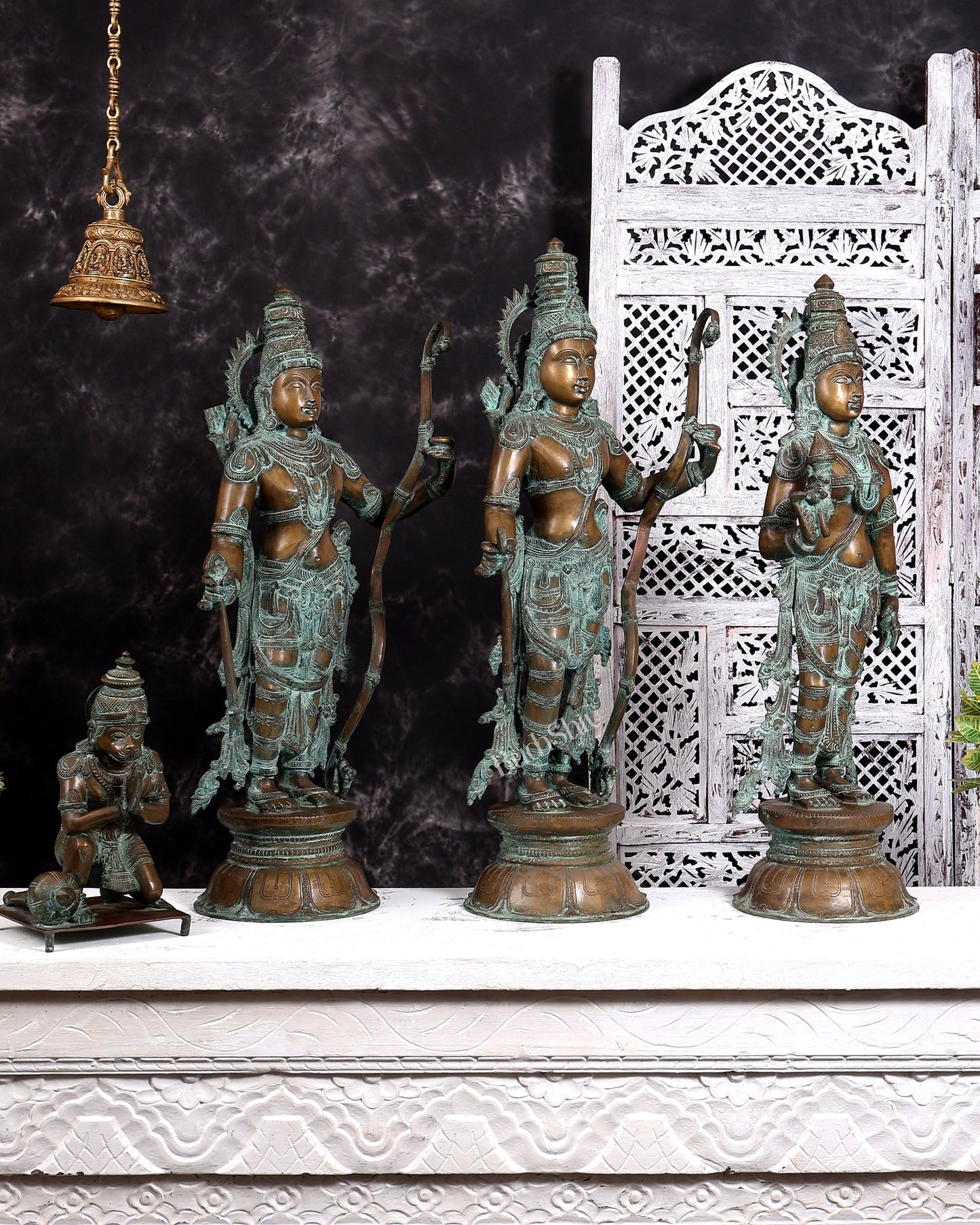 Pure Bronze Ramar Set (Ram Darbar) – Vintage Chola Patina 29", 85 kgs