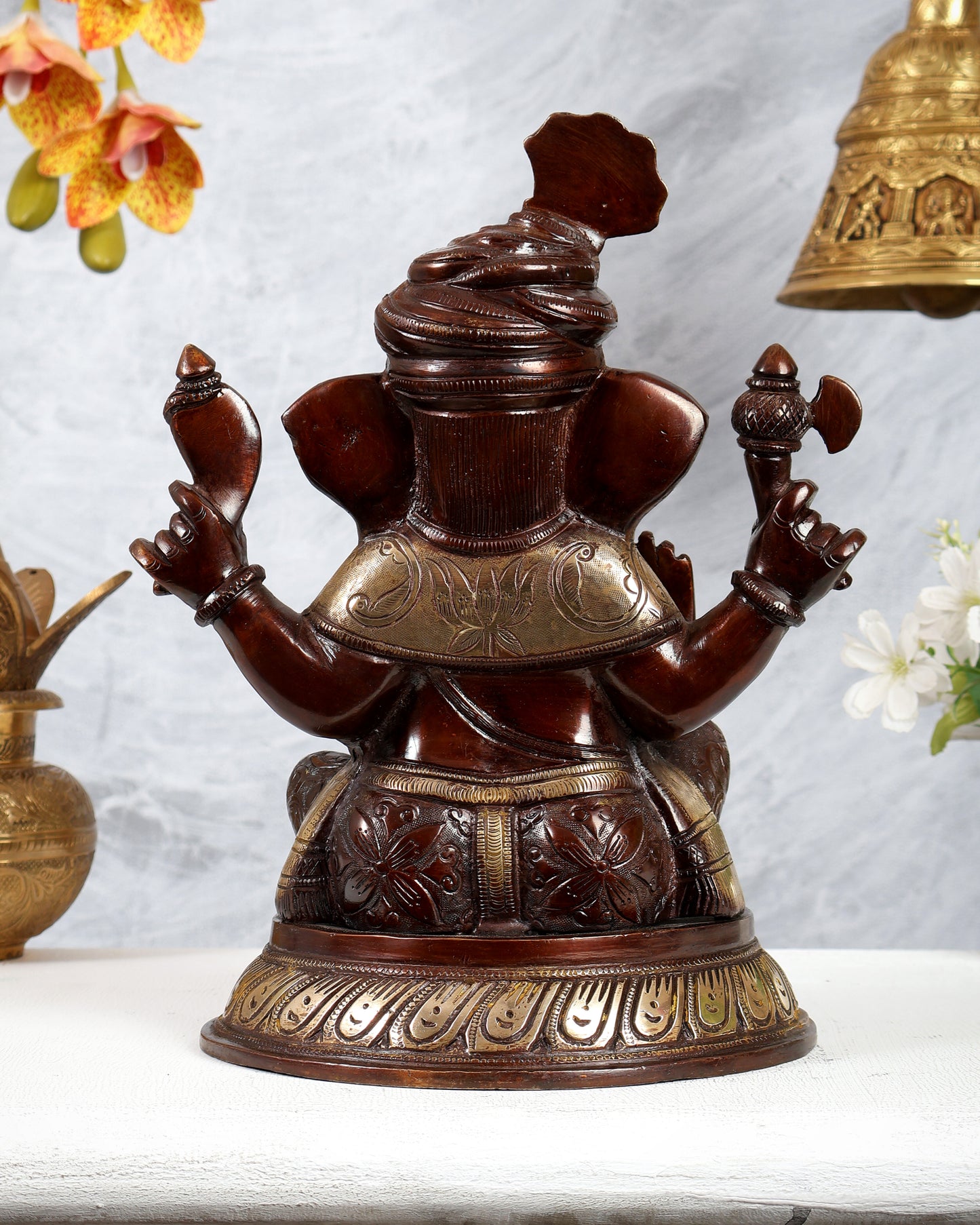 Brass Pagadi Ganesha Statue with dual tone 11.5 Inch