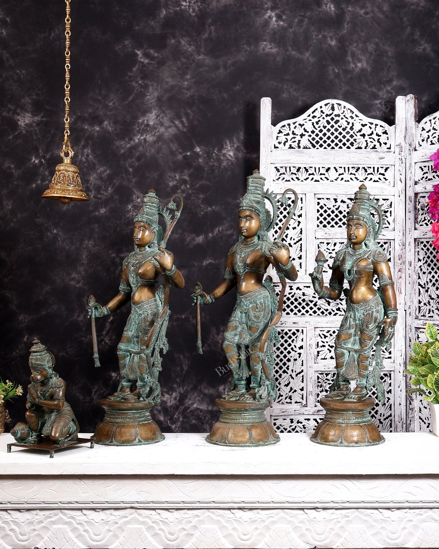 Pure Bronze Ramar Set (Ram Darbar) – Vintage Chola Patina 29", 85 kgs