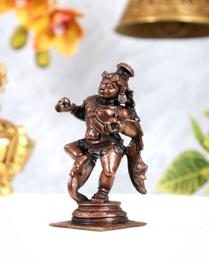 Pure Copper Dancing Krishna Gopala Idol – Divine Venugopala Sculpture (3.5 Inches)