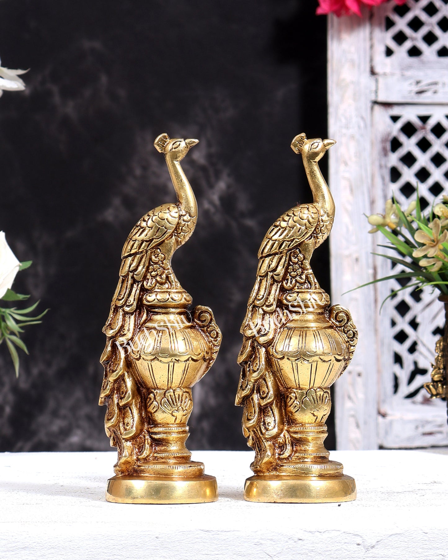 Brass Peacock Showpiece (Pair) 7 inch