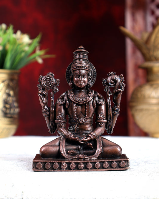 Pure Copper Hollow Cast Vishnu in Meditation Idol 4 inch