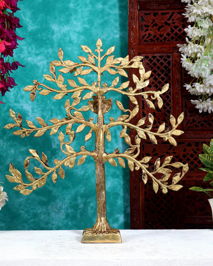 Brass Kalpavriksha Table Standing Tree with Birds & Nest 21 inch
