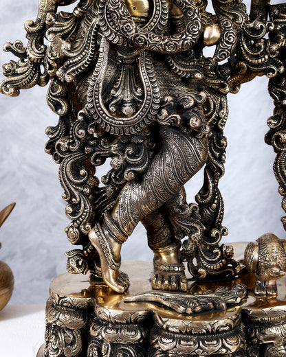 Brass Radha krishna Idols together on same base 29 inch large