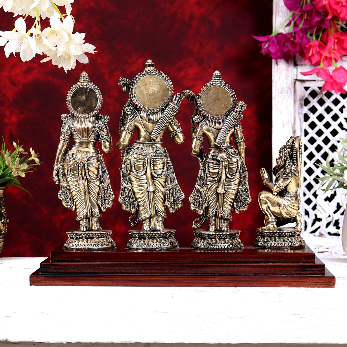 Brass Superfine Ram Darbar on Wooden Base 10 inch