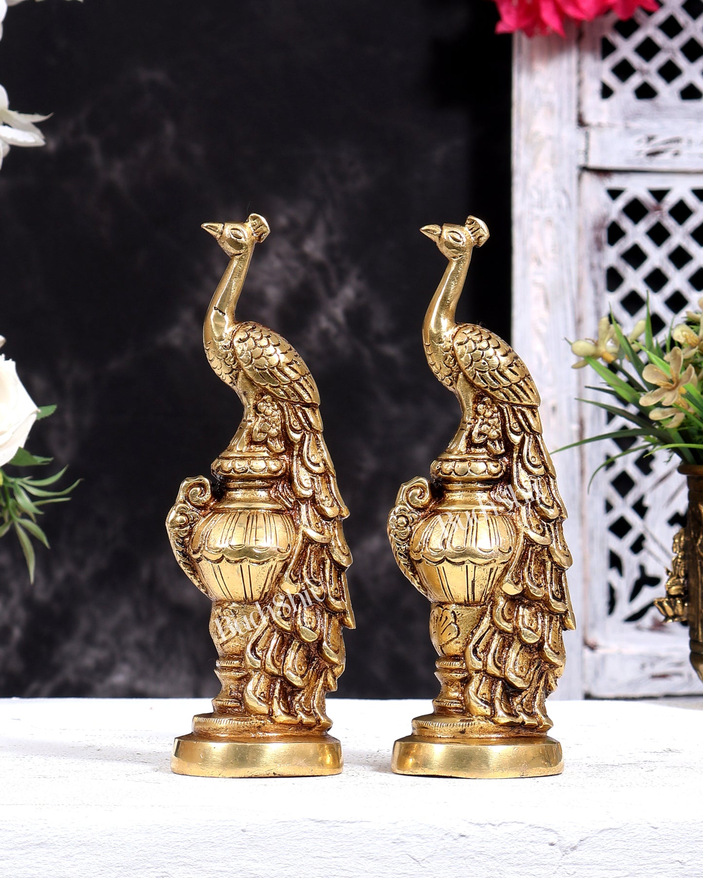 Brass Peacock Showpiece (Pair) 7 inch