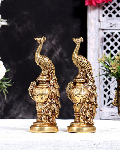 Brass Peacock Showpiece (Pair) 7 inch