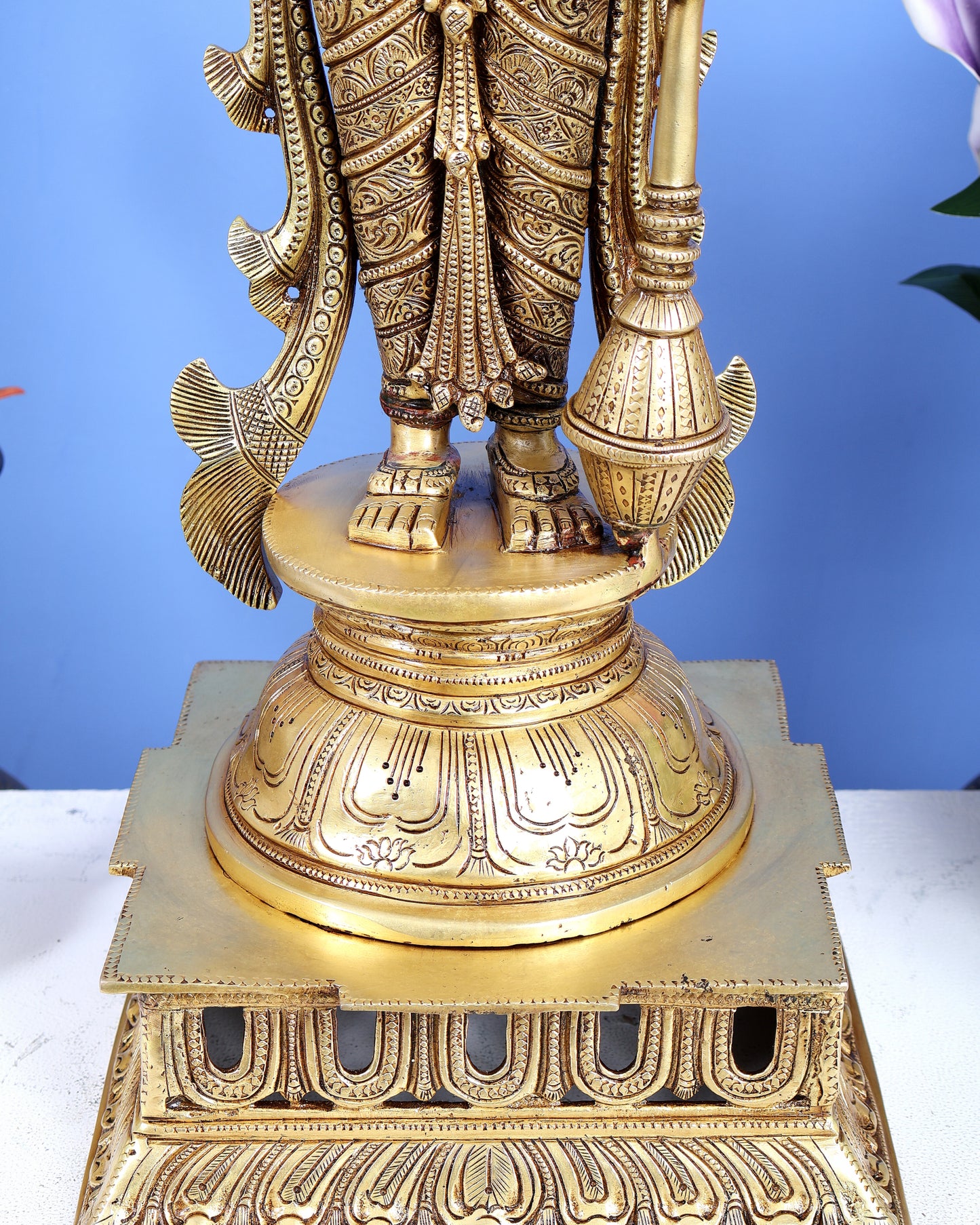 Brass Lord Vishnu with Gada Statue – Grand Handcrafted Divine Sculpture (30 Inches)