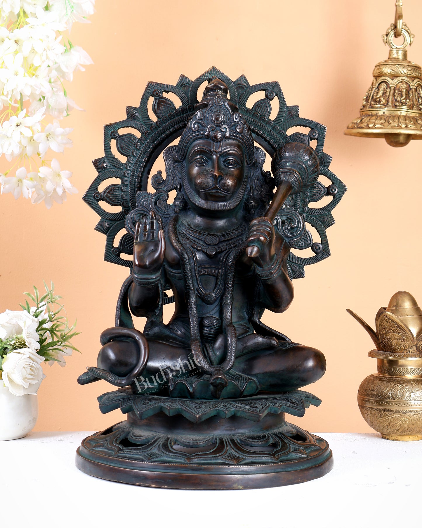 Lord Hanuman Statue - 18 inch Pure Brass Vintage finish