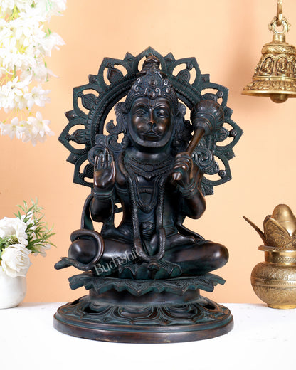 Lord Hanuman Statue - 18 inch Pure Brass Vintage finish