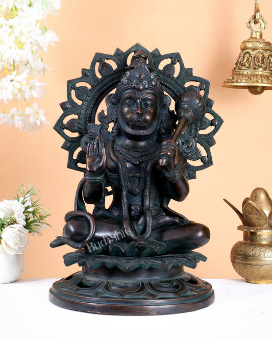 Lord Hanuman Statue - 18 inch Pure Brass Vintage finish