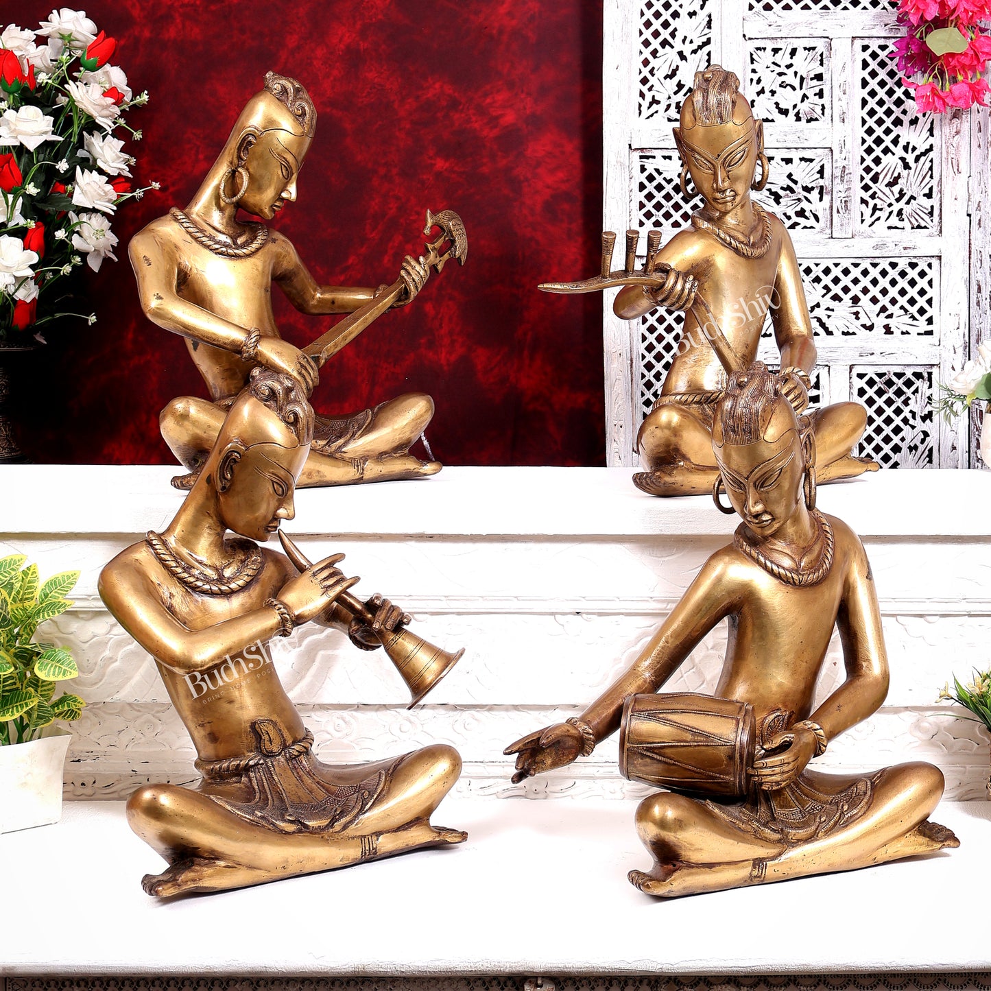 Brass Set of 4 Tansen Musicians – 18 Inch