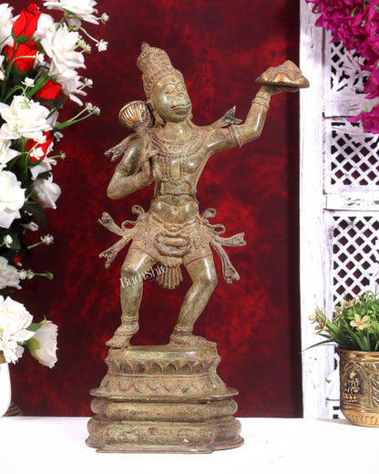 Indonesian Bronze Sanjeevani Hanuman Sculpture – 18 inch
