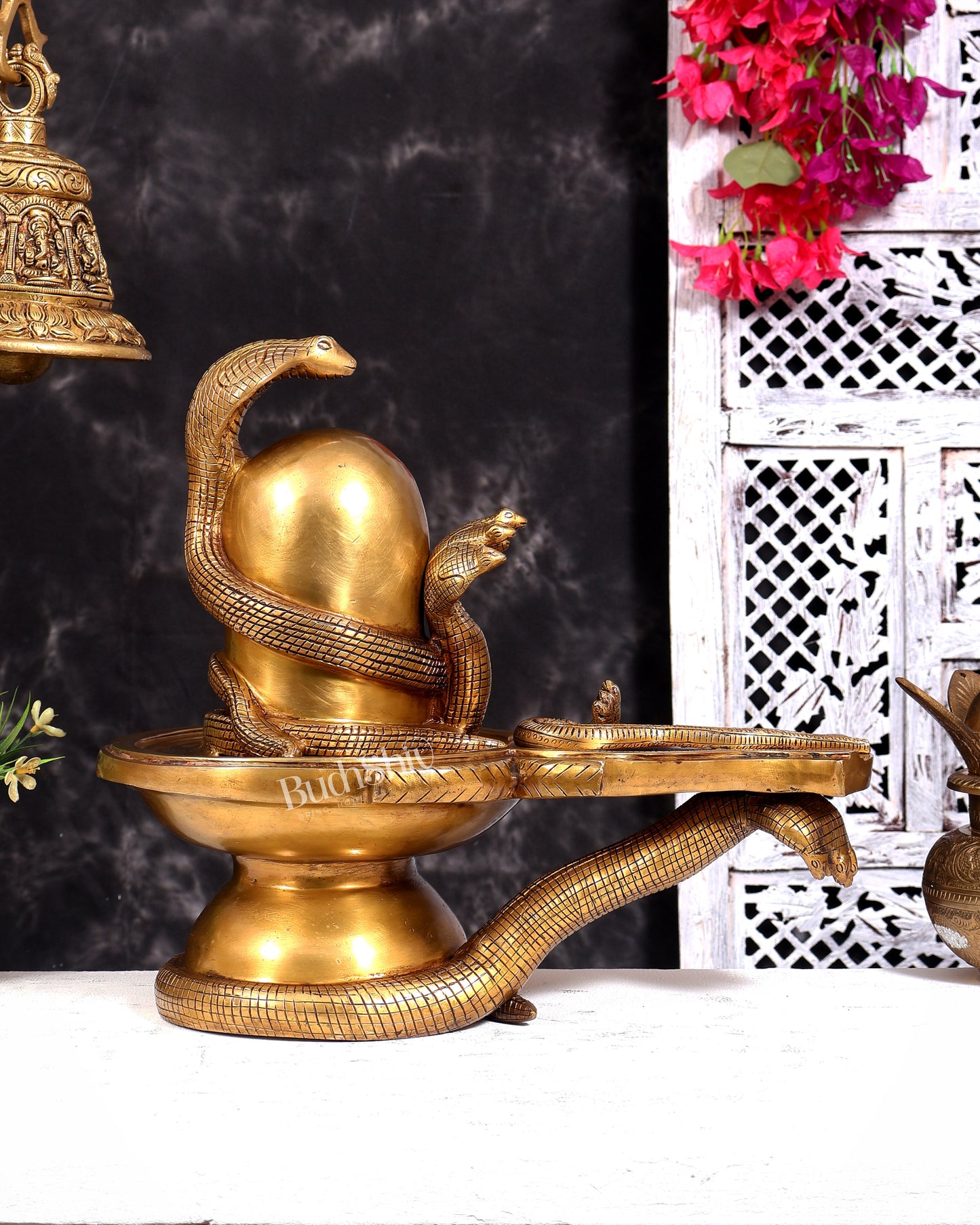 Pure brass Naga Shiva lingam 14 inch rare find