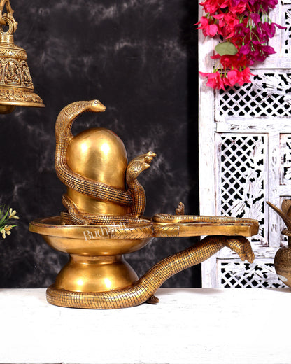 Pure brass Naga Shiva lingam 14 inch rare find
