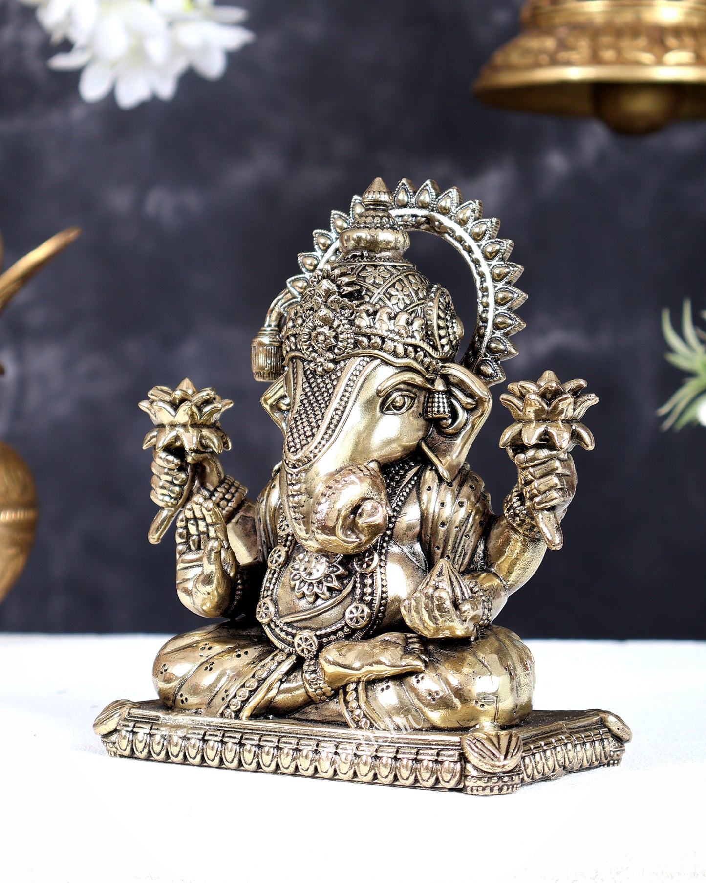 Brass Superfine Dagdusheth Ganapati Intricate Statue 6 inch