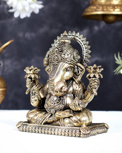 Brass Superfine Dagdusheth Ganapati Intricate Statue 6 inch
