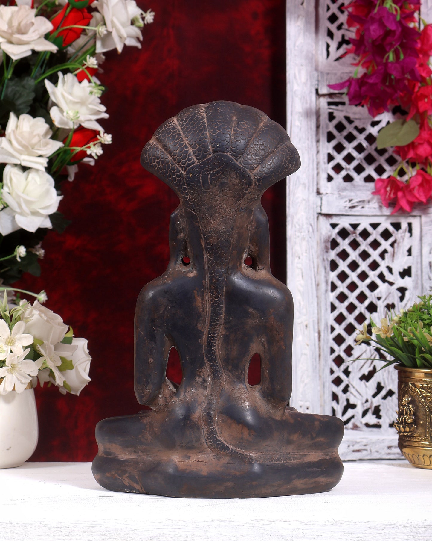 Brass Jain Tirthankar Rishabdeva Statue | Antique Finish | Pure Brass Adinath First Tirthankara Idol 12 inch