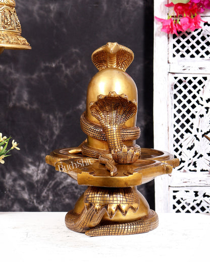 Pure brass Naga Shiva lingam 14 inch rare find