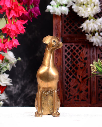 Brass Sitting Dog Statue | Vastu Approved Decorative Showpiece 7 inch