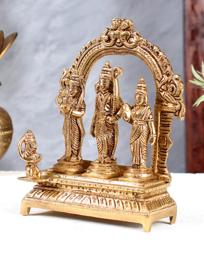 Solid Brass Ram Darbar Idol - Handcrafted Lord Rama, Sita, Lakshmana & Hanuman Statue
